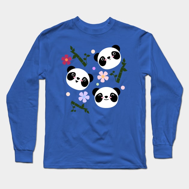 Kawaii Panda Faces Long Sleeve T-Shirt by LyddieDoodles